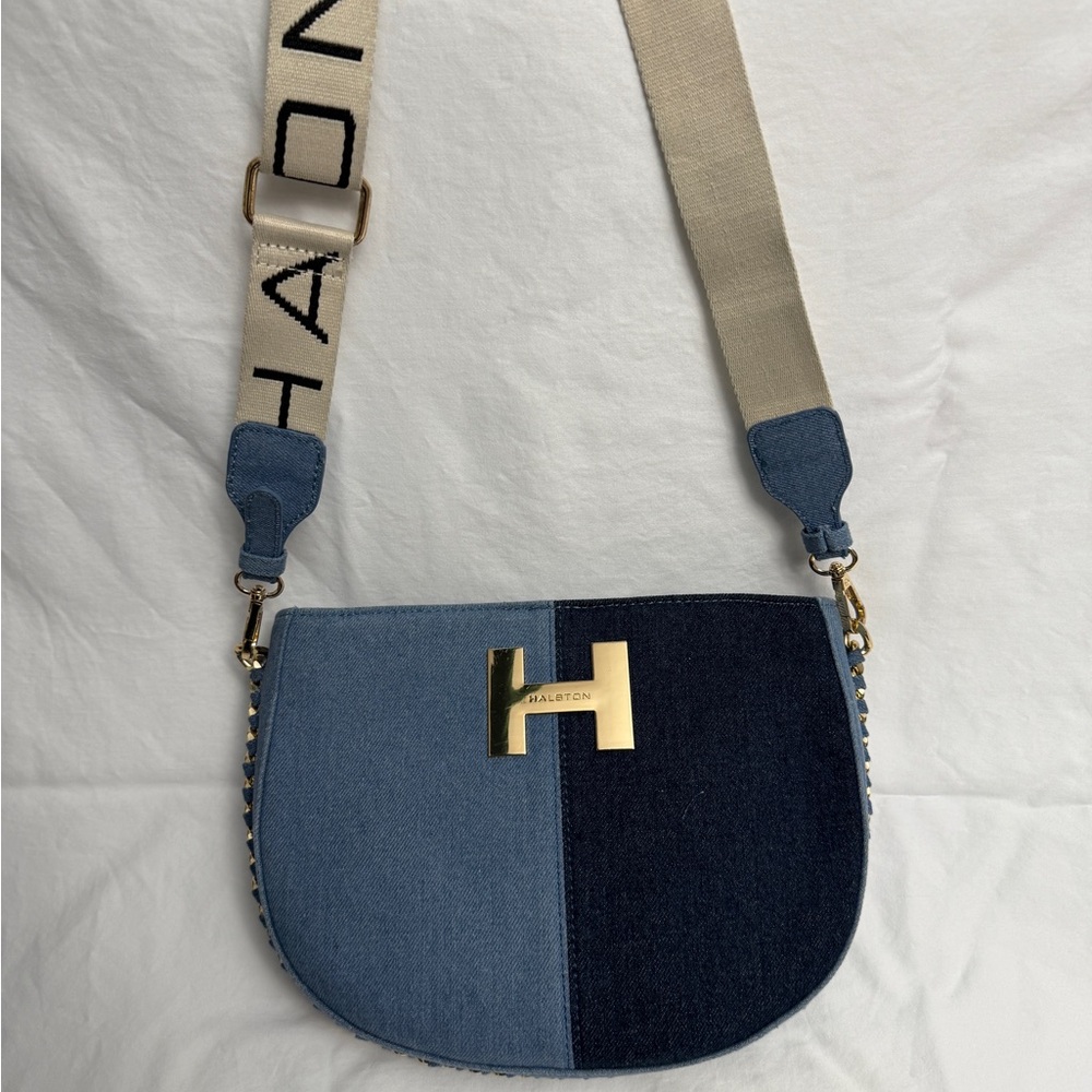 Halston Heritage Blue Denim Crossbody Bag - Picture 2 of 11